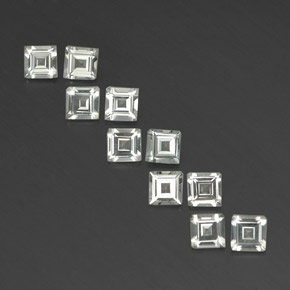 天然白色托帕石，方形，4.1×4.1毫米，VVS-VS