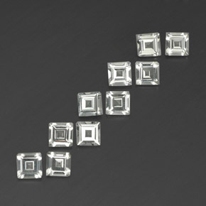天然白色托帕石，方形，4.1×4.1毫米，VVS-VS