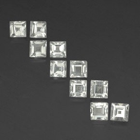 天然白色托帕石，方形，3.9×3.9毫米，VVS-VS