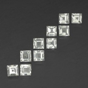 天然白色托帕石，方形，3.9×3.9毫米，VVS-VS