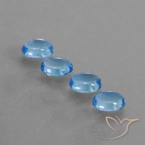 3.94ctw 天然 瑞士蓝 黄玉, 椭圆形, 透明