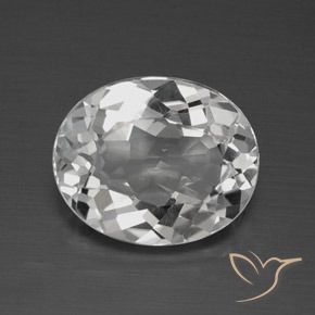 4.08ct 天然 清晰的白色 黄玉, 椭圆形, VVS