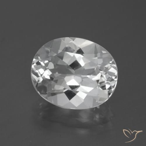 5.64ct 天然 清晰的白色 黄玉, 椭圆形, VVS