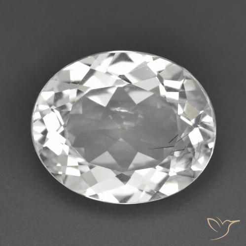 5.73ct 天然 白色 黄玉, 椭圆形, VS