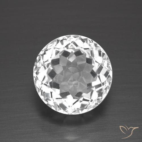 3.40ct 天然 清晰的白色 黄玉, 圆形的, VVS-VS