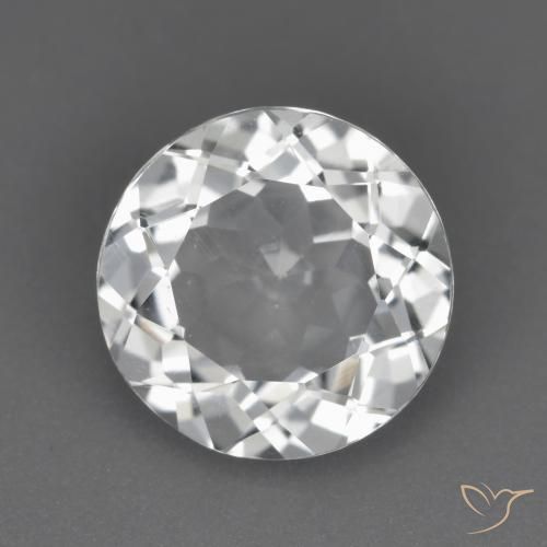 3.08ct 天然 清晰的白色 黄玉, 圆形的, VS