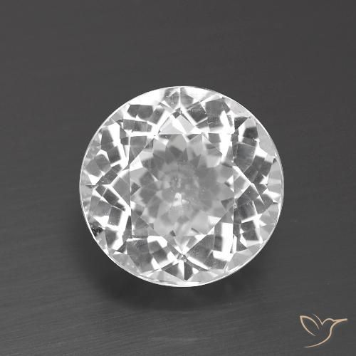 3.41ct 天然 清晰的白色 黄玉, 圆形的, VVS-VS
