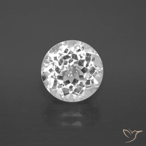 4.43ct 天然 清晰的白色 黄玉, 圆形的, VS