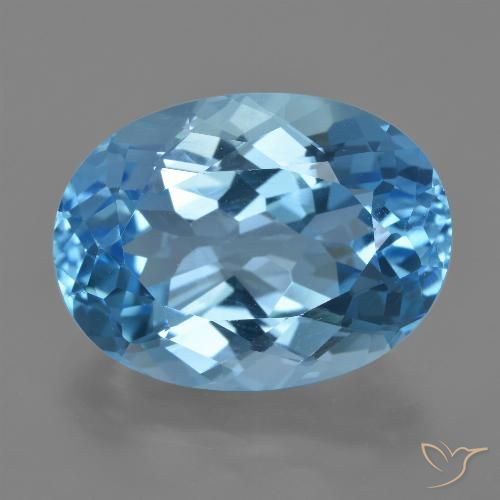 22.72ct 天然 瑞士蓝 黄玉, 椭圆形, VVS-VS