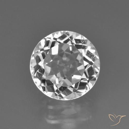 4.02ct 天然 清晰的白色 黄玉, 圆形的, VS