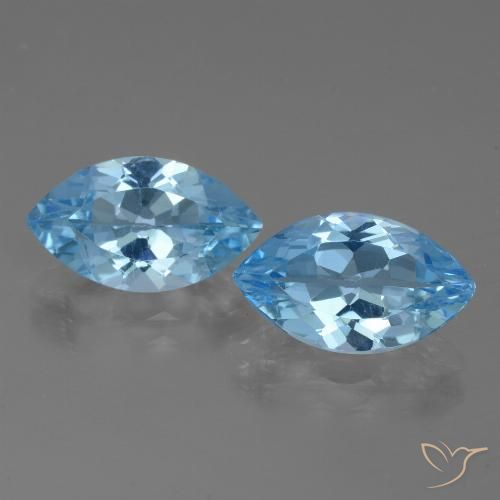 7.89ctw 天然 天蓝 黄玉, 榄尖形, VVS-VS