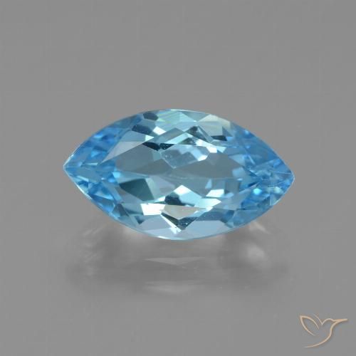 3.85ct 天然 瑞士蓝 黄玉, 榄尖形, VVS