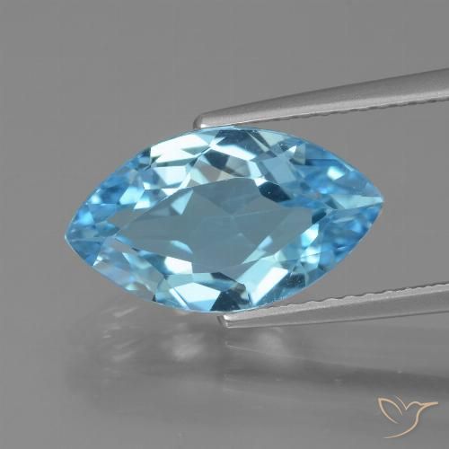 3.80ct 天然 天蓝 黄玉, 榄尖形, VVS