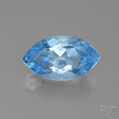 4.12ct 天然 瑞士蓝 黄玉, 榄尖形, VVS