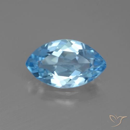 3.57ct 天然 天蓝 黄玉, 榄尖形, VS