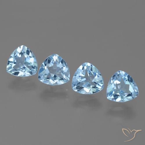 5.73ctw 天然 天蓝 黄玉, 胖三角形, VVS-VS