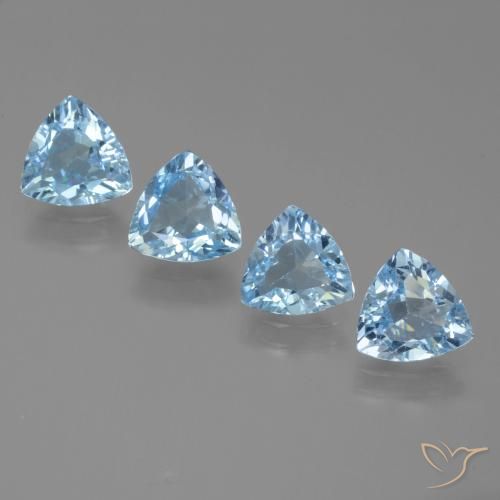 4.47ctw 天然 天蓝 黄玉, 胖三角形, VVS-VS