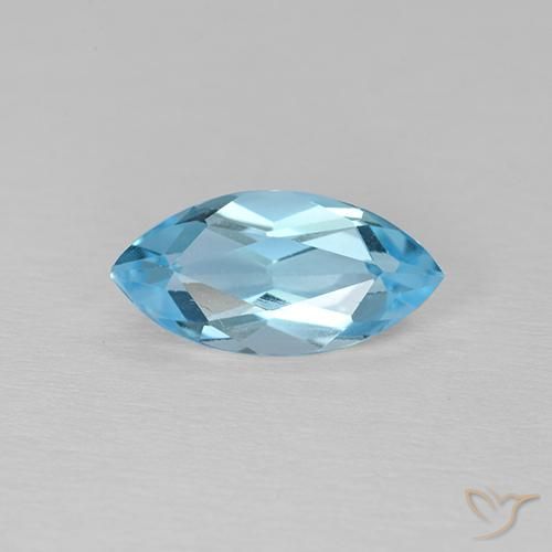 1.38ct 天然 天蓝 黄玉, 榄尖形, VVS-VS