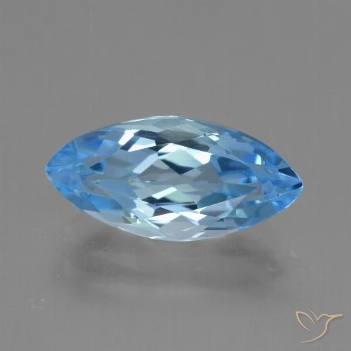 3.98ct 天然 瑞士蓝 黄玉, 榄尖形, VVS