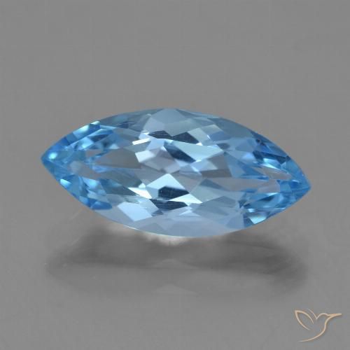3.63ct 天然 瑞士蓝 黄玉, 榄尖形, VVS