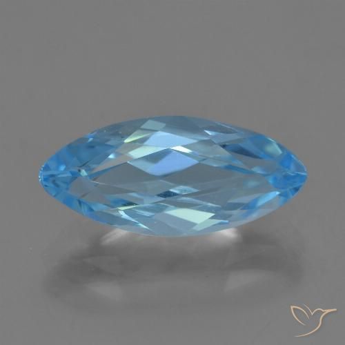 3.92ct 天然 瑞士蓝 黄玉, 榄尖形, VVS