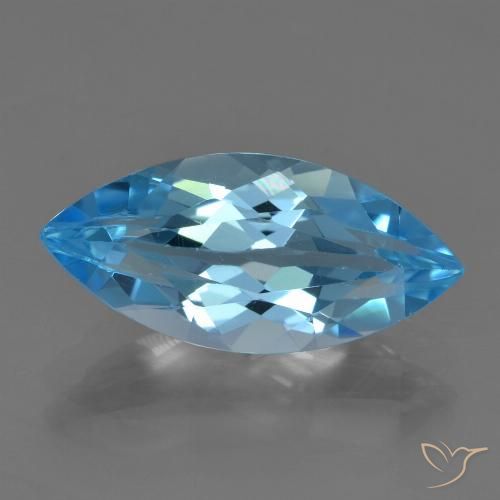 3.50ct 天然 瑞士蓝 黄玉, 榄尖形, VVS-VS