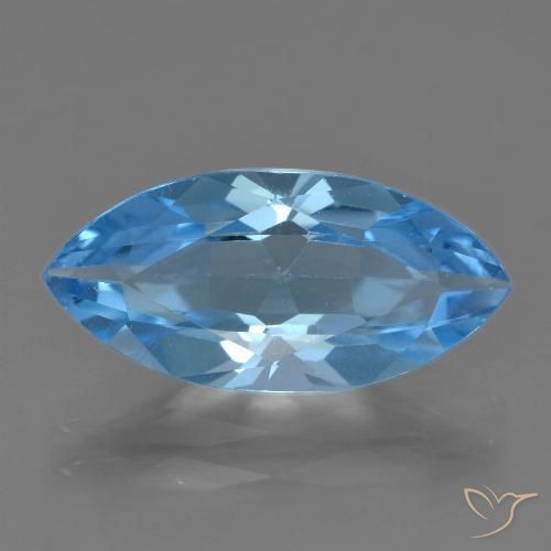 3.56ct 天然 瑞士蓝 黄玉, 榄尖形, VS