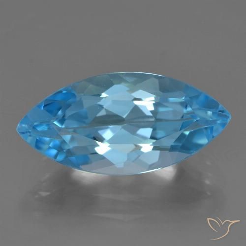 4.28ct 天然 瑞士蓝 黄玉, 榄尖形, VS