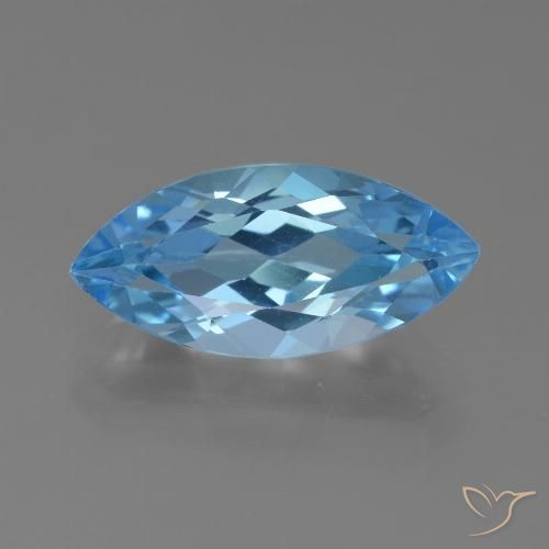 3.94ct 天然 瑞士蓝 黄玉, 榄尖形, VS