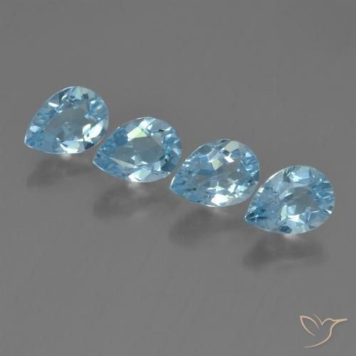 3.50ctw 天然 天蓝 黄玉, 梨形, VVS-VS
