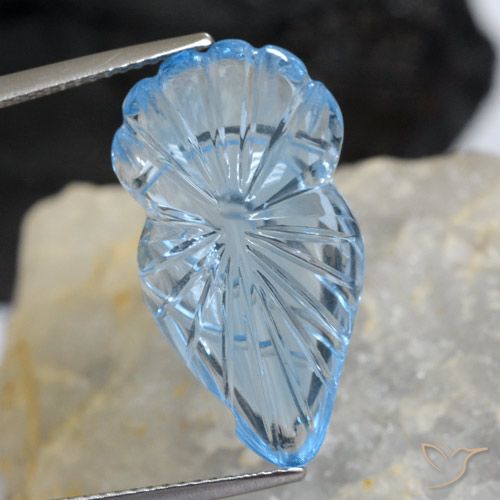 16.56 克拉天蓝色托帕石宝石, 水果雕刻 散装托帕石 来自巴西, 天然宝石, 23.4 x 12.7 mm, Photo A