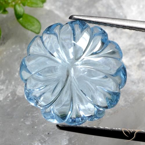 8.55ct 天然 天蓝 黄玉, 花形切割, 透明