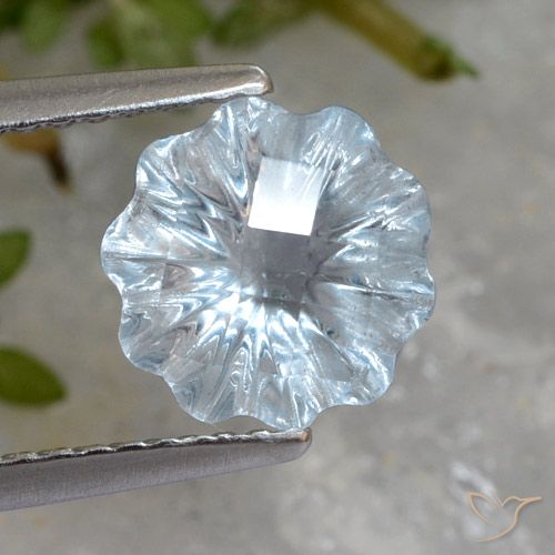 1.90ct 天然 天蓝 黄玉, 花形切割, 透明