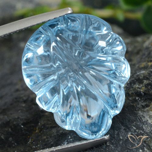 15.42ct 天然 瑞士蓝 黄玉, 花形切割, 透明