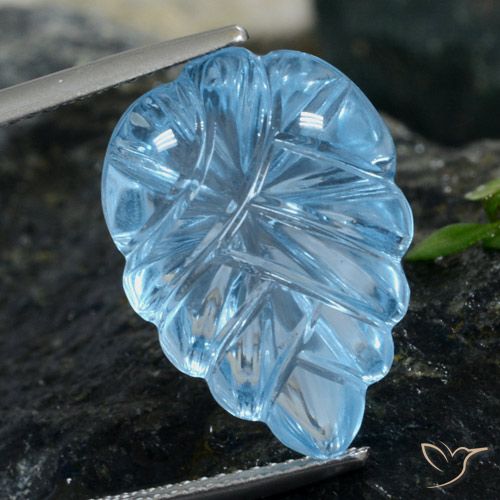 14.95ct 天然 瑞士蓝 黄玉, 花形切割, 透明