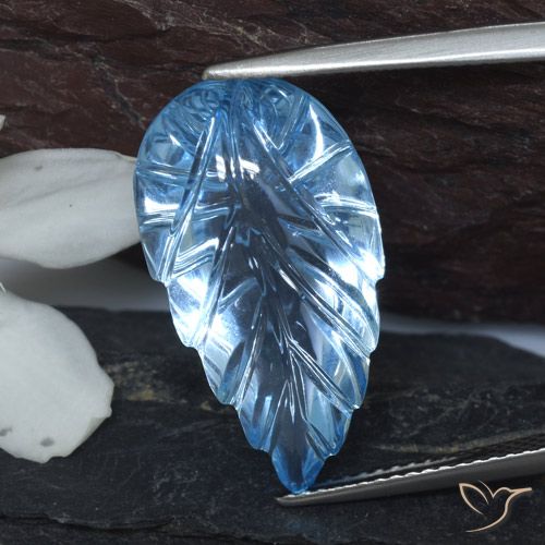 14.78ct 天然 瑞士蓝 黄玉, 花形切割, 透明