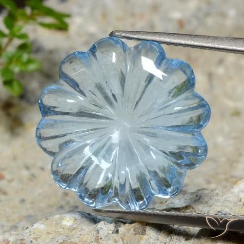 12.02ct 天然 天蓝 黄玉, 花形切割, 透明