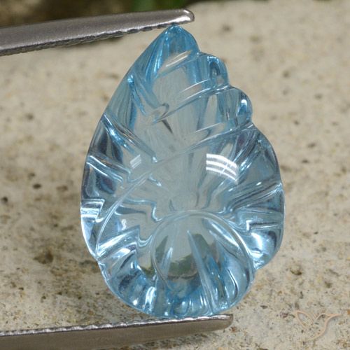 11.15ct 天然 瑞士蓝 黄玉, 花形切割, 透明