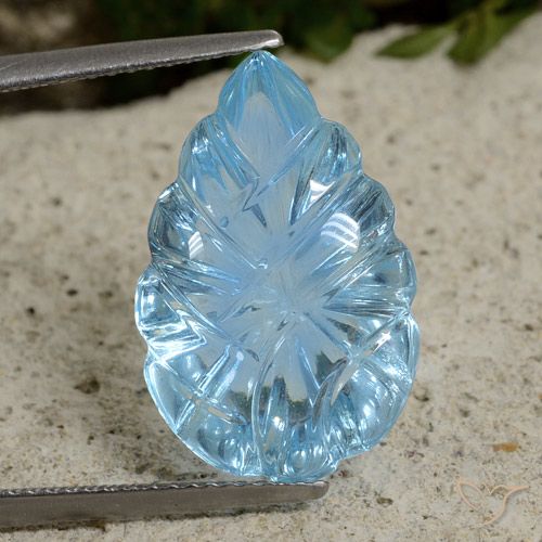 12.49ct 天然 天蓝 黄玉, 花形切割, 透明