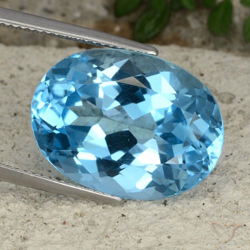22.38ct 天然 瑞士蓝 黄玉, 椭圆形, VVS-VS