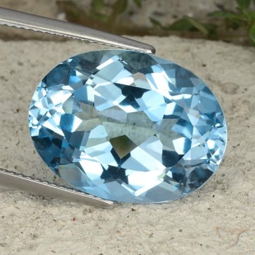 21.85ct 天然 瑞士蓝 黄玉, 椭圆形, VVS