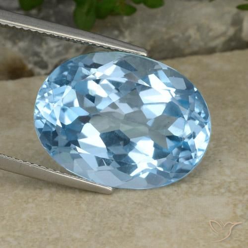 21.75ct 天然 瑞士蓝 黄玉, 椭圆形, VVS-VS