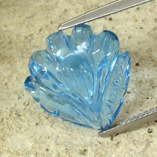 13.37ct 天然 瑞士蓝 黄玉, 花形切割, 透明