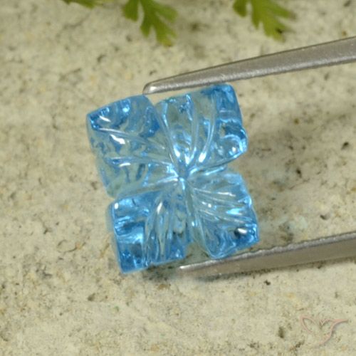 5.16ct 天然 瑞士蓝 黄玉, 花形切割, 透明