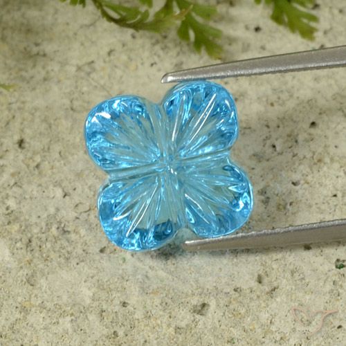 8.41ct 天然 瑞士蓝 黄玉, 花形切割, 透明