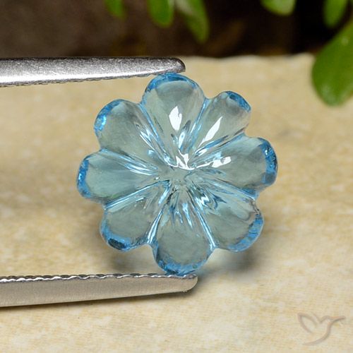 3.47ct 天然 天蓝 黄玉, 花形切割, 透明