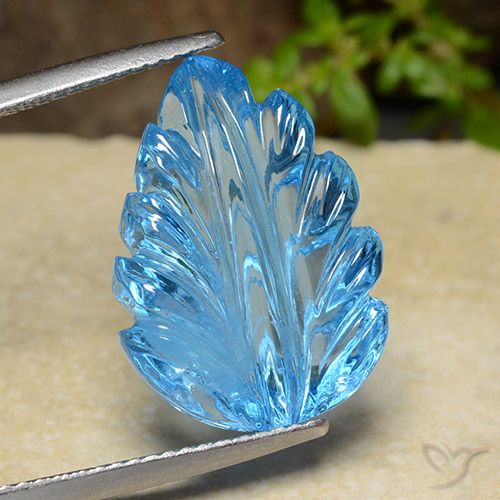 15.17ct 天然 瑞士蓝 黄玉, 花形切割, 透明