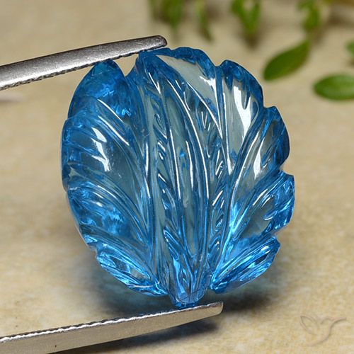 27.42ct 天然 瑞士蓝 黄玉, 花形切割, 透明