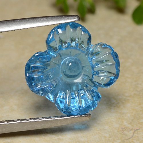 7.40ct 天然 瑞士蓝 黄玉, 花形切割, 透明