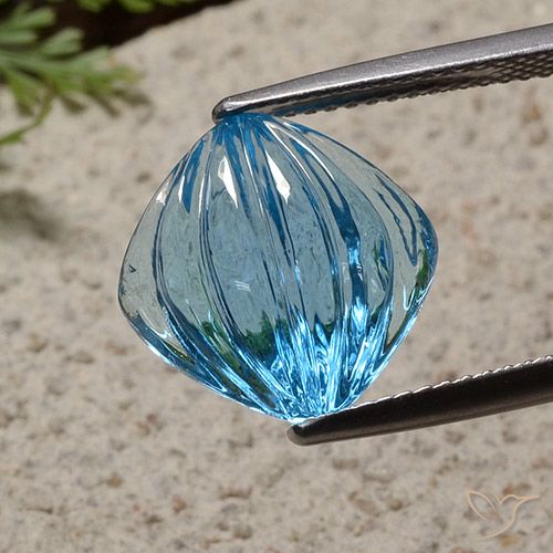 7.48ct 天然 瑞士蓝 黄玉, 软垫, 透明